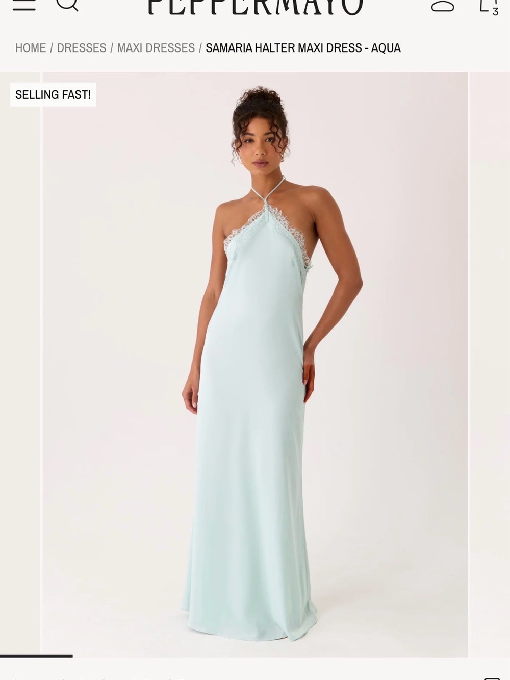 Peppermayo Samaria Halter Maxi Dress - Aqua Blue